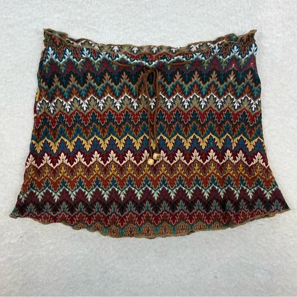 Sunset Beach Y2K Hippie Boho Crochet Mini Skirt Size Small - Picture 1 of 7